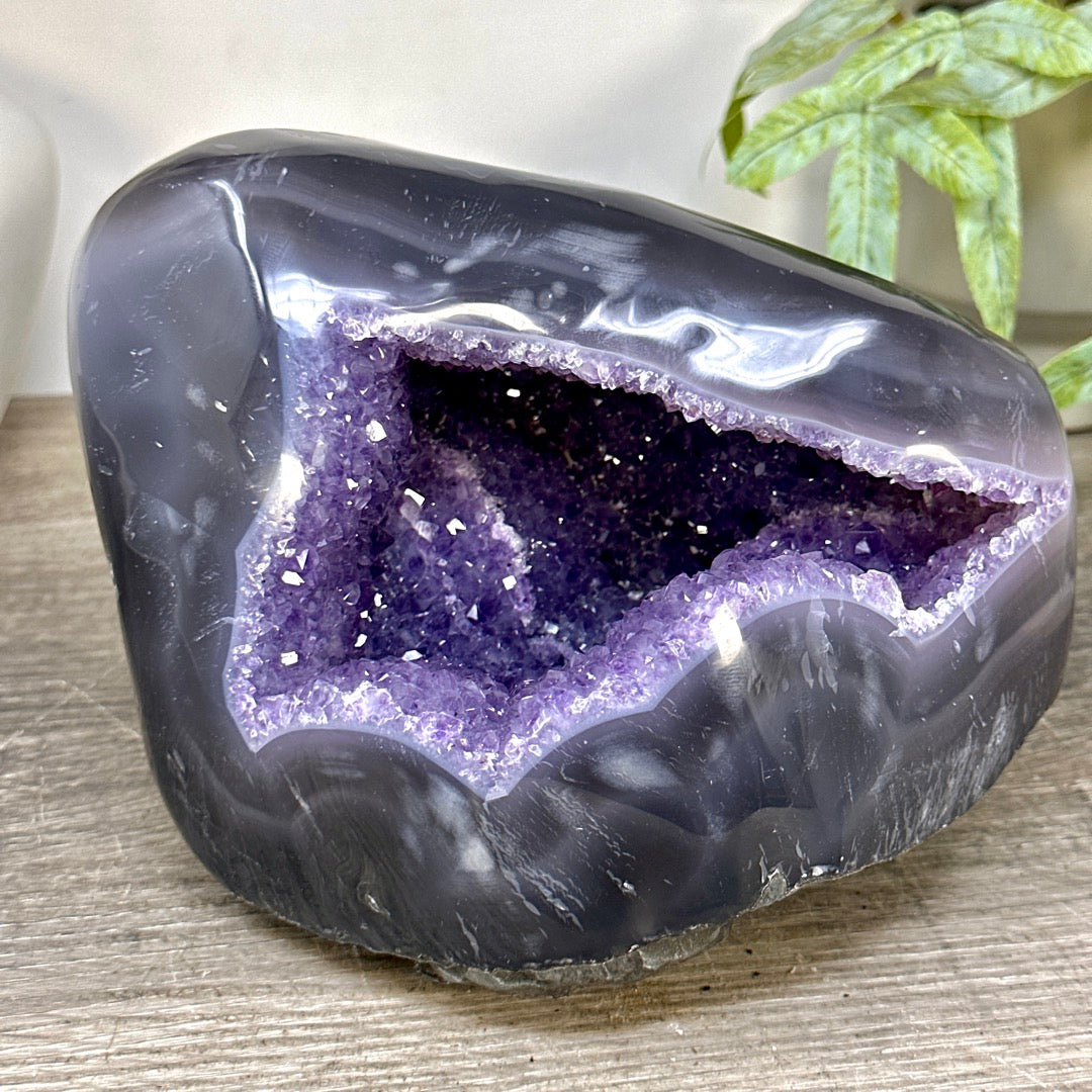 Natural Amethyst Geode with Agate Shell - STGE0098