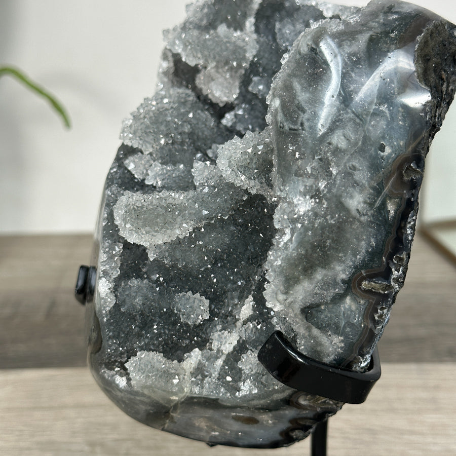 Gray Quartz Crystal Geode Specimen - MWS2689