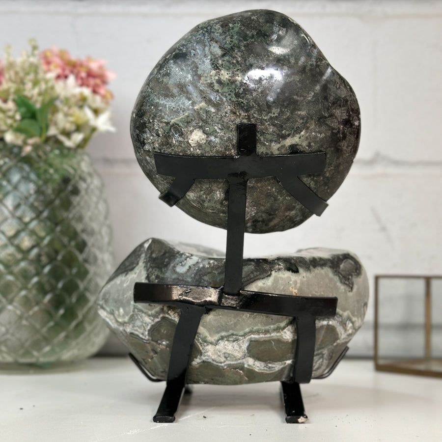 Natural Large Quartz Geode with Metallic Stand - MWS2447