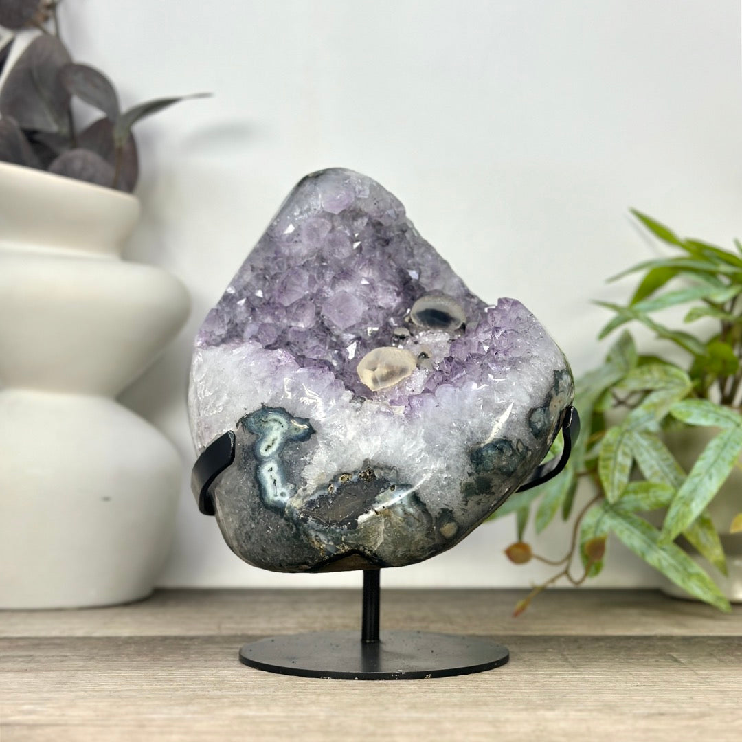 Natural Uruguayan Quartz Specimen on Stand - MWS3300