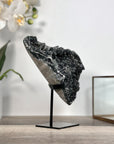 Black Druzy Mineral Specimen – Natural Crystal Cluster for Home Decor Display - MWS2621
