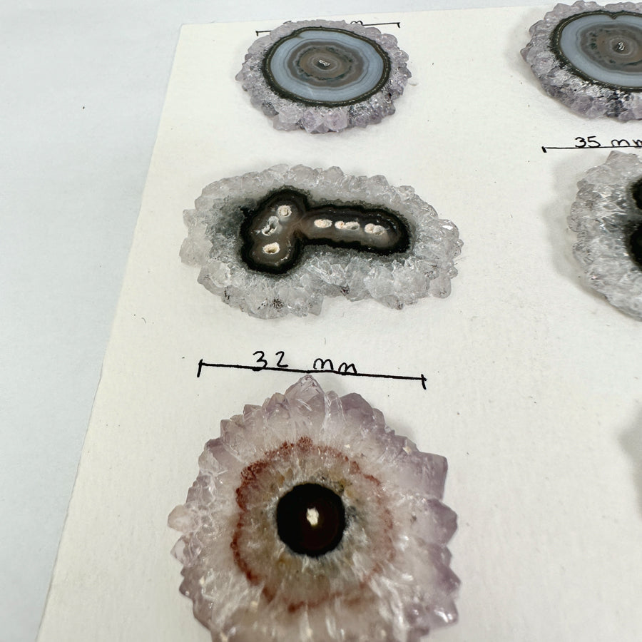 Wholesale Amethyst, Blue agate &amp; Quartz Stalactite Slices for Jewelry Making - Bulk Flat Set - STS0017