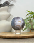 Blue Banded Agate & Druzy Quartz Sphere Geode - SPH0156