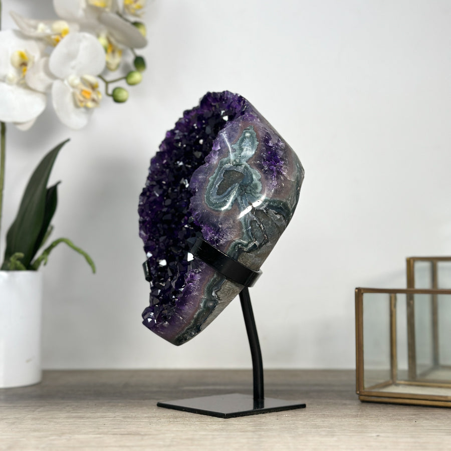 A Grade Amethyst Stone with Green Jasper Shell - MWS2219