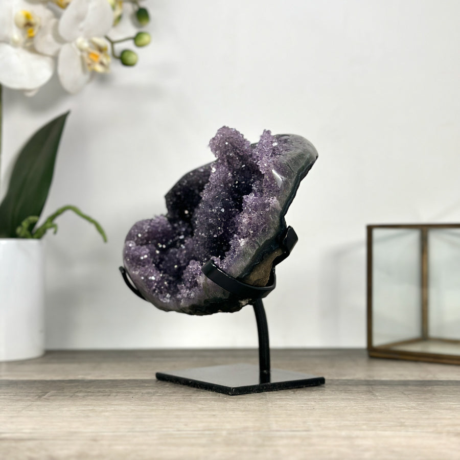 Deep Purple Amethyst Geode on Elegant Stand - MWS2765
