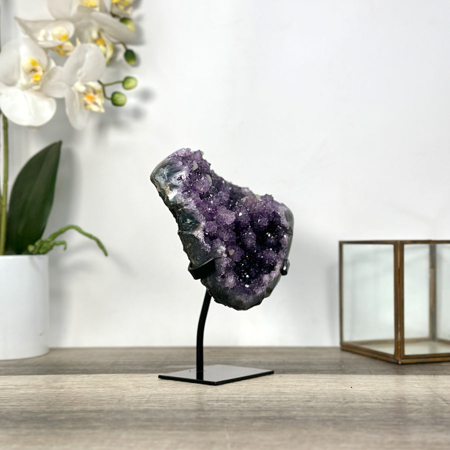 Deep Purple Amethyst Cluster With Metal Stand - MWS2723
