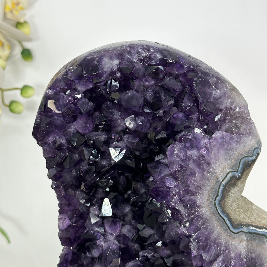 Large Uruguayan Amethyst Stone Cluster on Stand - MWS3033