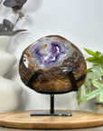 Amethyst & Agate Geode with Polished Shell on Metal Stand - MWS3106