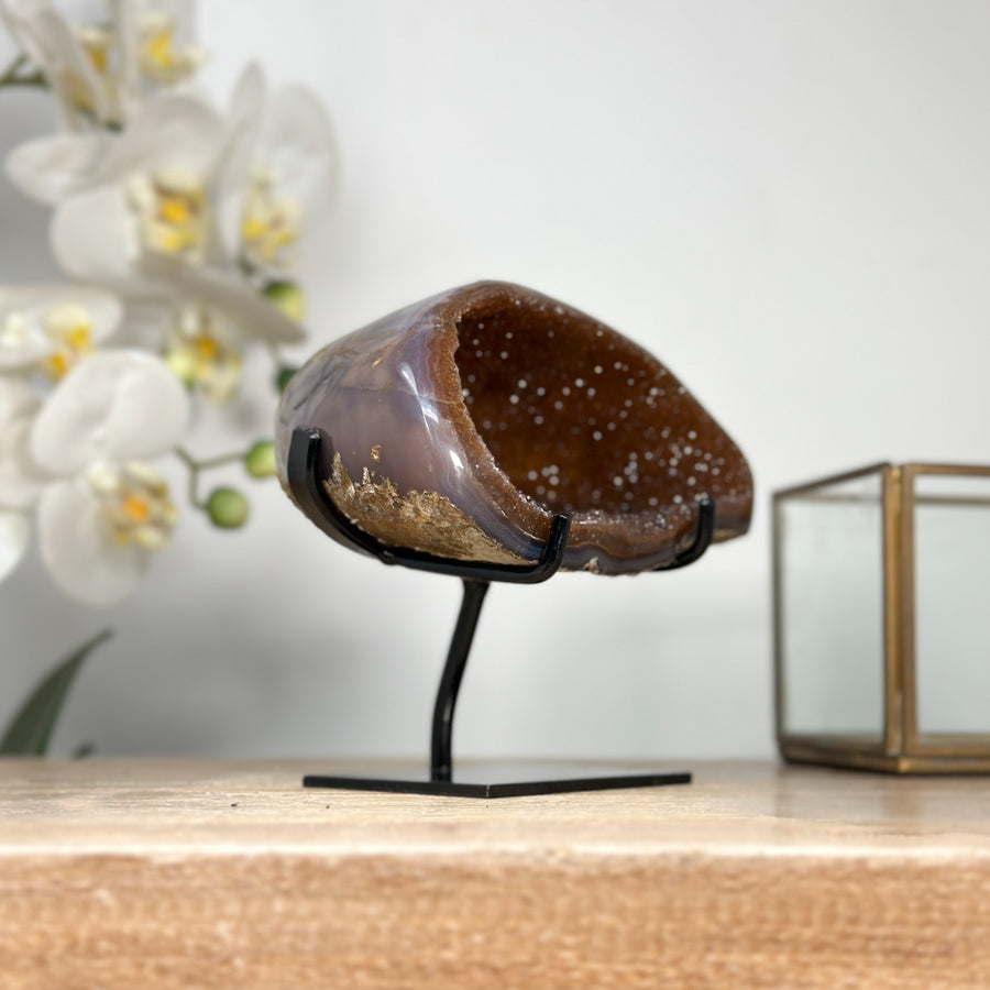 Natural Orango Tone Quartz &amp; Agate Geode - MWS2128