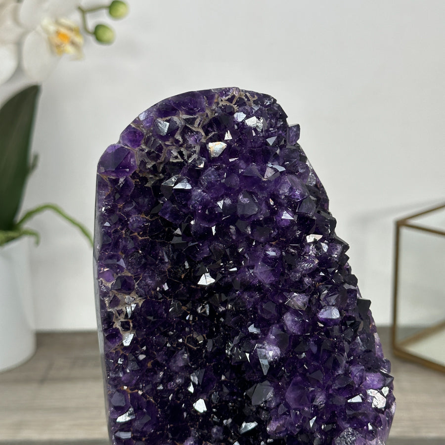 Deep Purple Amethyst Cluster on Metal Stand - MWS2781