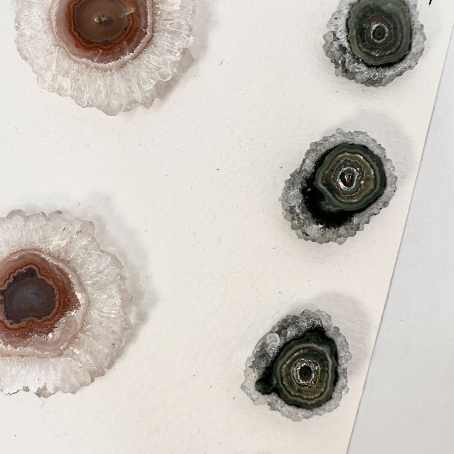 Unique Quartz, Amethyst, Agte &amp; Green Jasper Stalactite Slices Set - Natural Crystal for Handmade Jewelry - STS0054