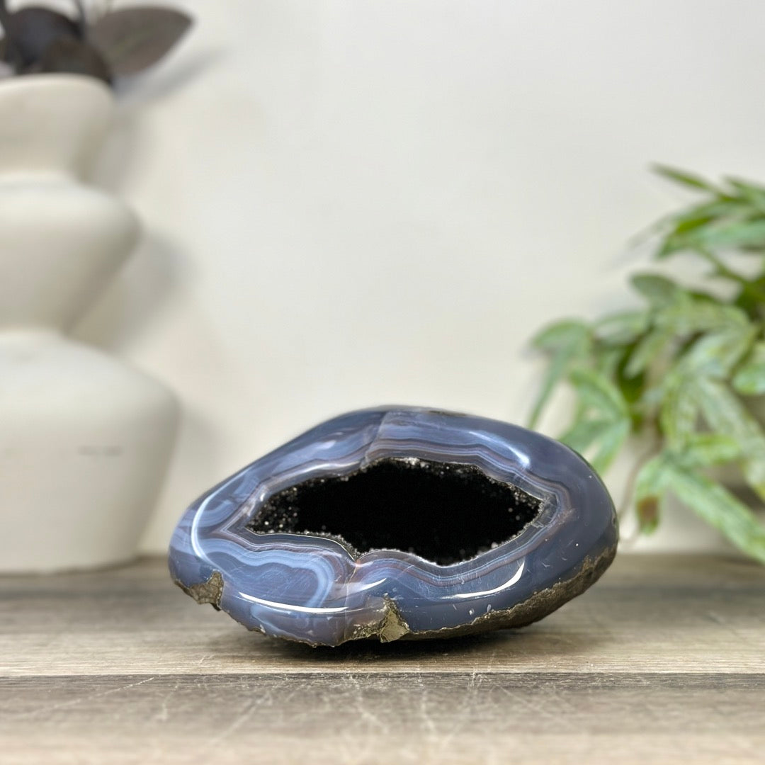 Blue Agate Polished Geode from Uruguay - STGE0079