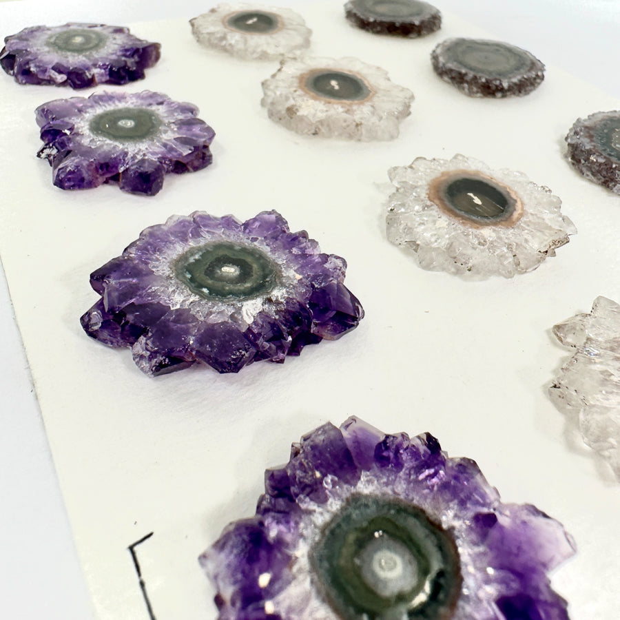 Unique Amethyst, Jasper &amp; Quartz Stalactite Slices Set - Natural Crystal for Handmade Jewelry - STS0004