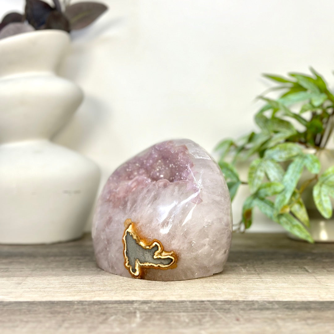 Natural Pink Amethyst Geode with Selfstanding Cut Base - STGE0051