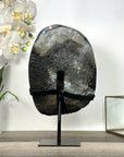 Large Deep Purple Amethyst Geode with Agate Shell and Metal Stand – Ideal Crystal Display - MWS2714