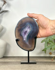 Natural Agate & Amethyst Geode Slab on Metal Stand - MWS3240