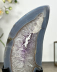 Blue Banded Agate Stone Slice on Metal Stand - MWS3002