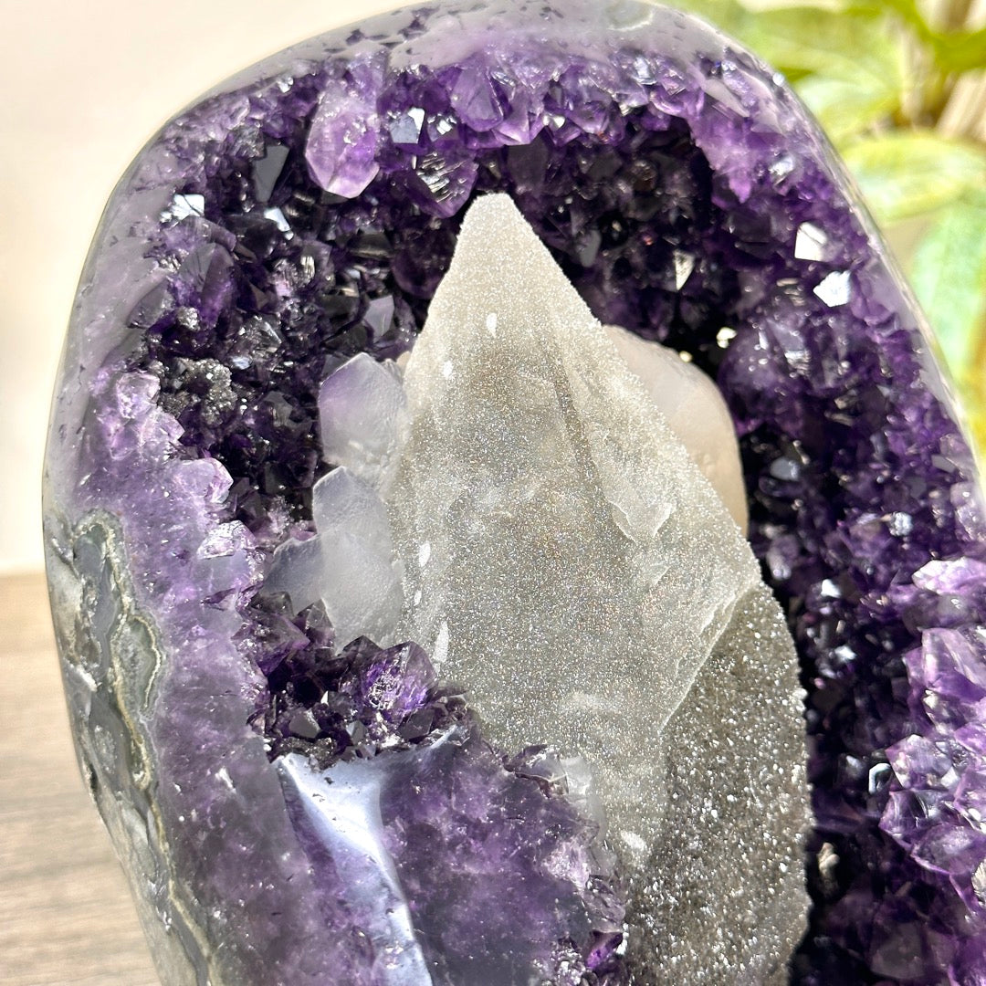 Collection Grade Natural Amethyst Geode with Calcite Point - CBP1411