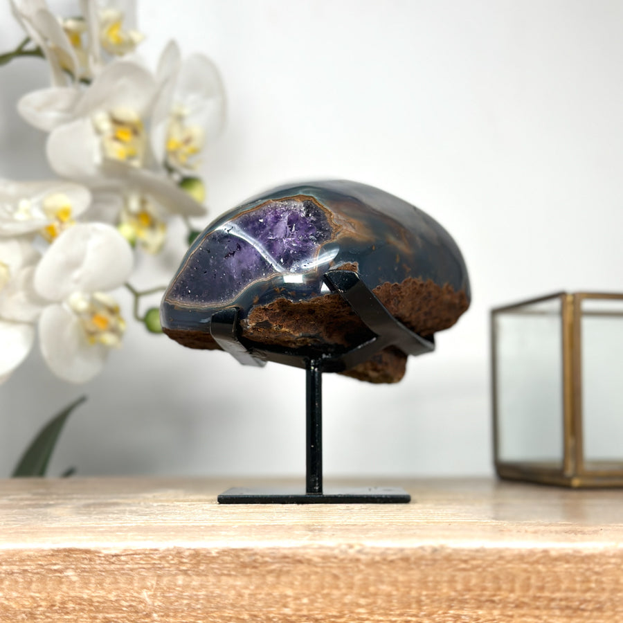 Natural Agate &amp; Amethyst Geode, Stand included - MWS2125
