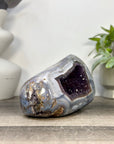 Large Blue Banded Agate & Amethyst Stone Geode - STGE0114