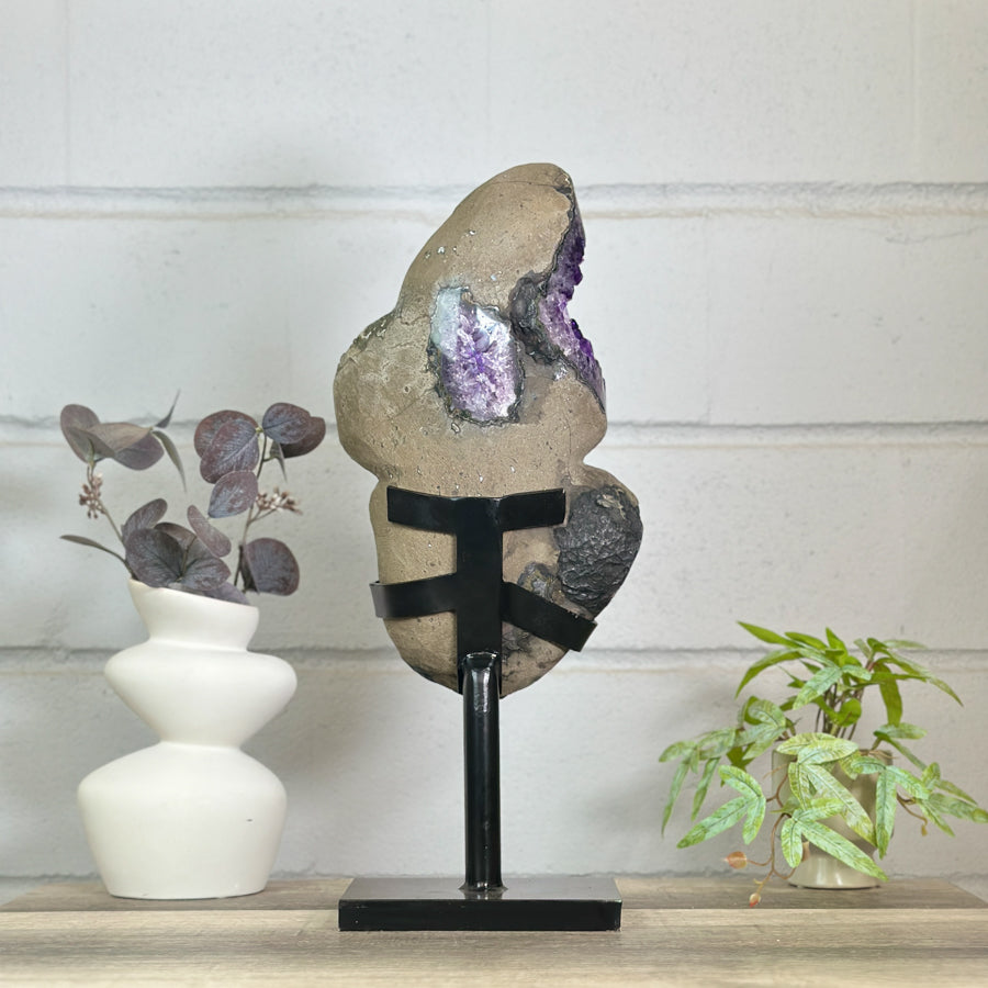 Stunning Natural Deep Purple Amethyst Cluster on Stand - MWS3156