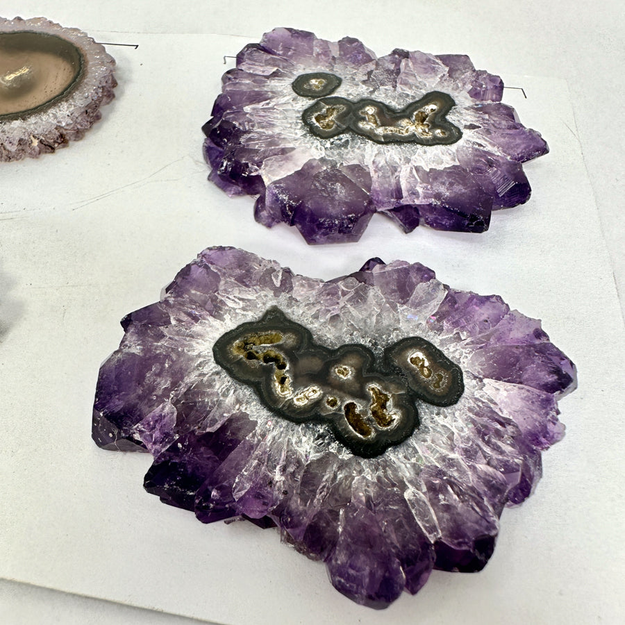 High-Quality Amethyst &amp; Agate Stalactite Slices for Jewelers - Wholesale Bulk Pack - STS0076