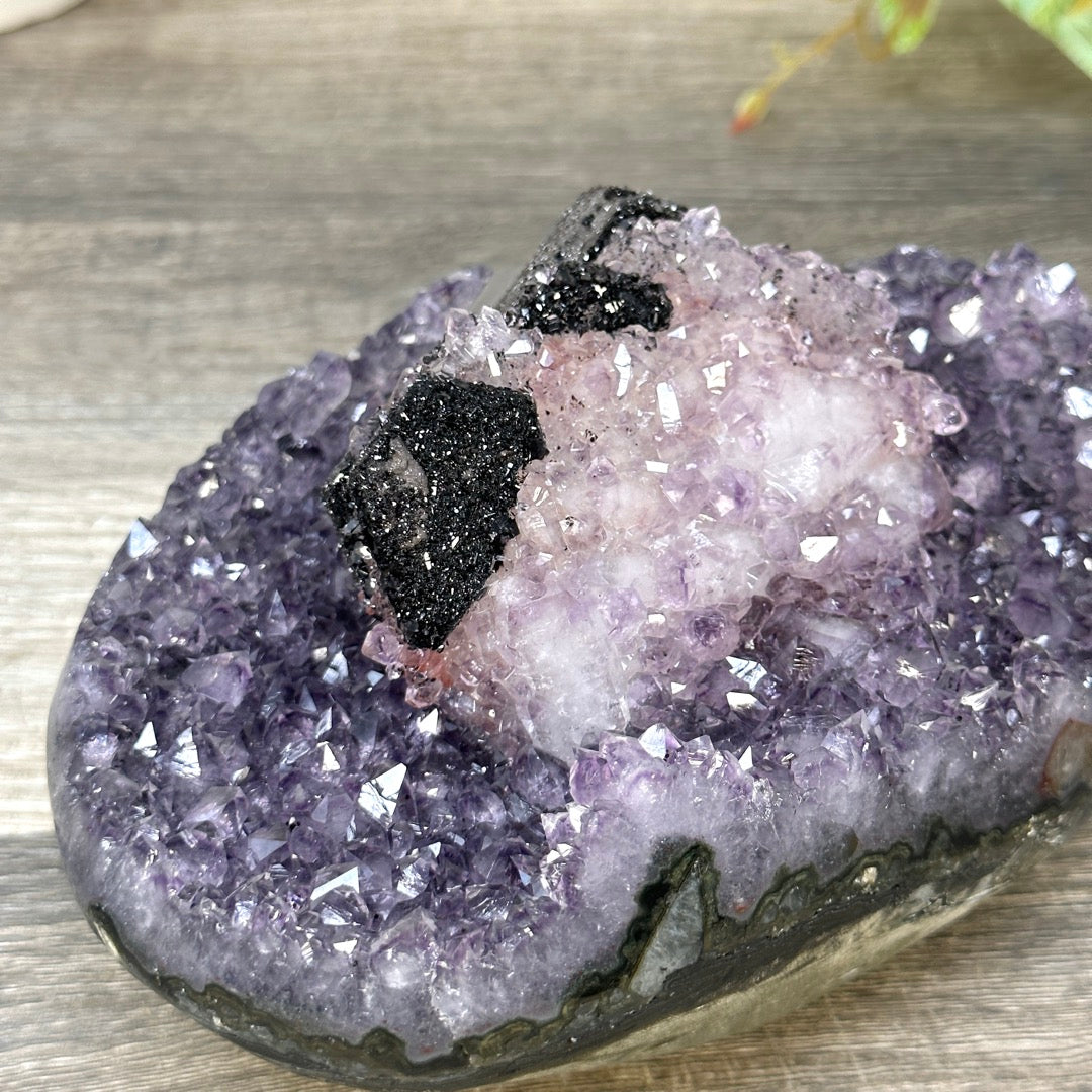 Stunning Natural Amethyst Cluster with Collection Grade Calcite &amp; Hematite Formation - CBP1414
