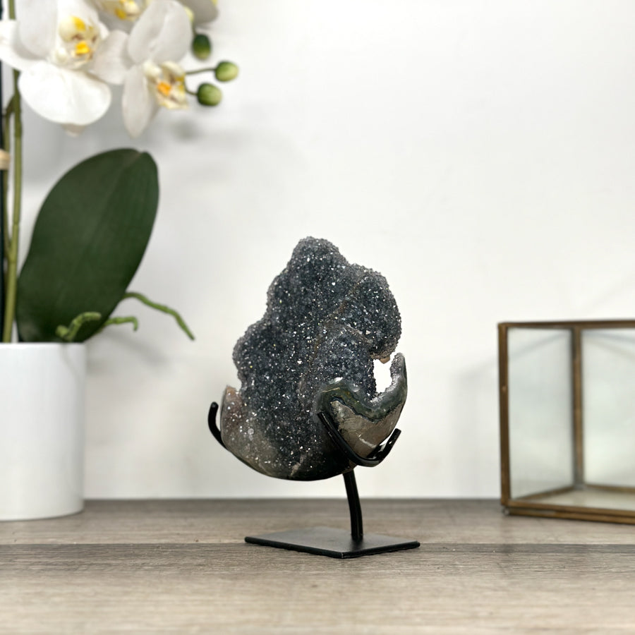 Natural Quartz Crystal Stalactite Formation on Metal Stand - MWS2885