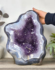 XXL Blue Agate & Amethyst Geode Free Form Statement Piece from Uruguay - CBP1440