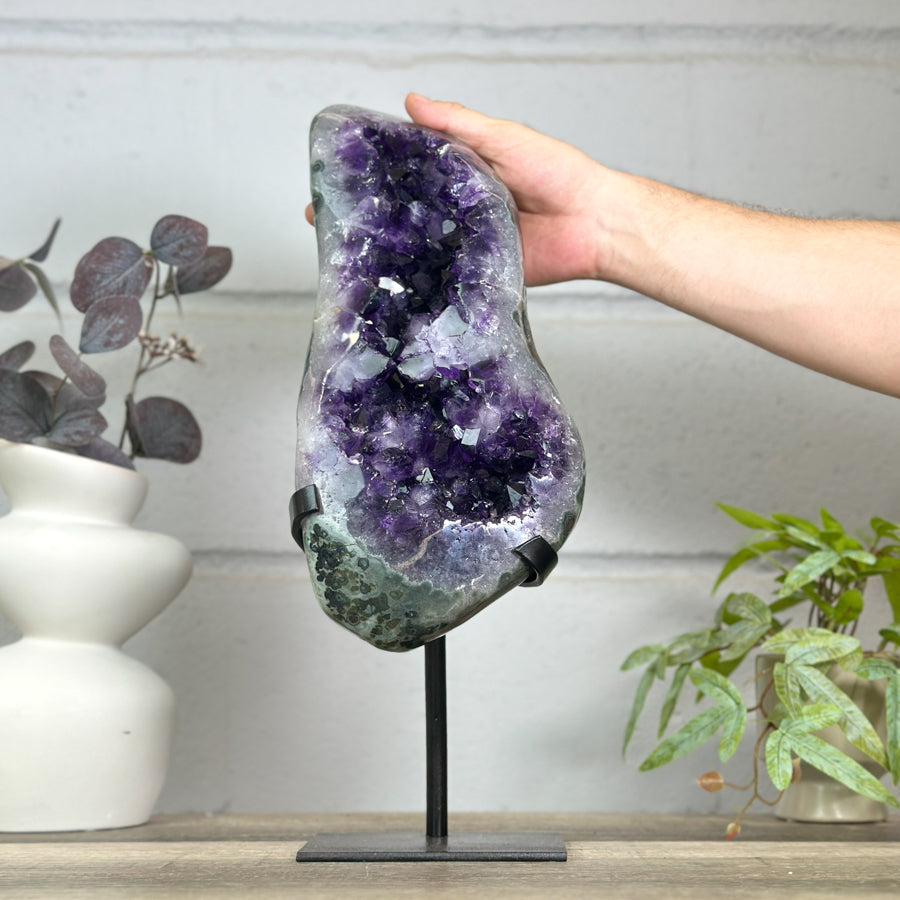 Natural Amethyst Geode with Huge Deep Purple Crystals - MWS3154