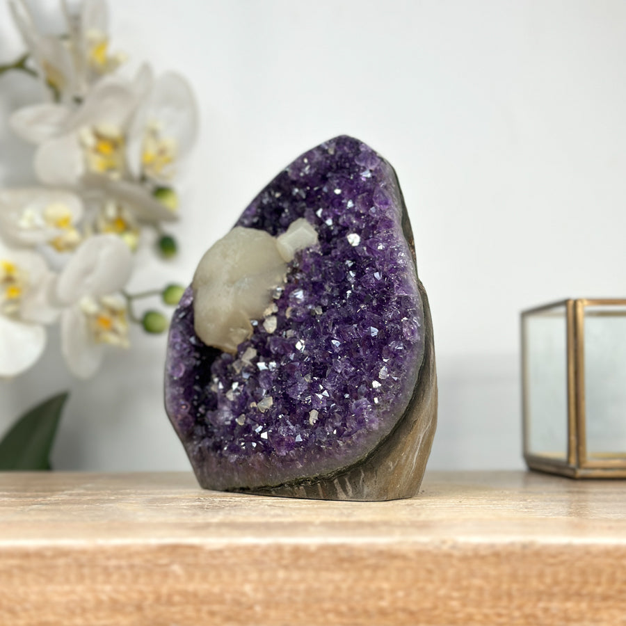 Amethyst Crystal with Unique White Calcite Formation - CBP1159