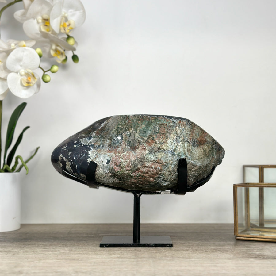 Outstanding Natural Amethyst &amp; Agate Geode with Calcite Crystal - MWS2375