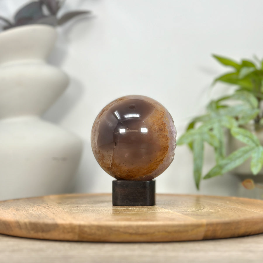 Amethyst &amp; Agate Sphere Geode with Crystal Cavity - SPH0204
