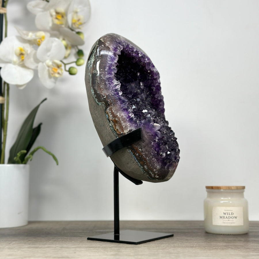 Stunning Amethyst Large Geode, Metal Stand Included - MWS2076