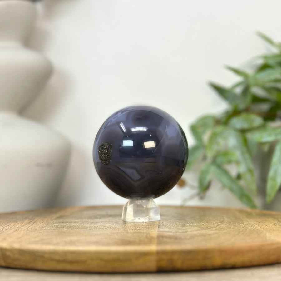Banded Agate &amp; Druzy Sphere Geode - SPH0222