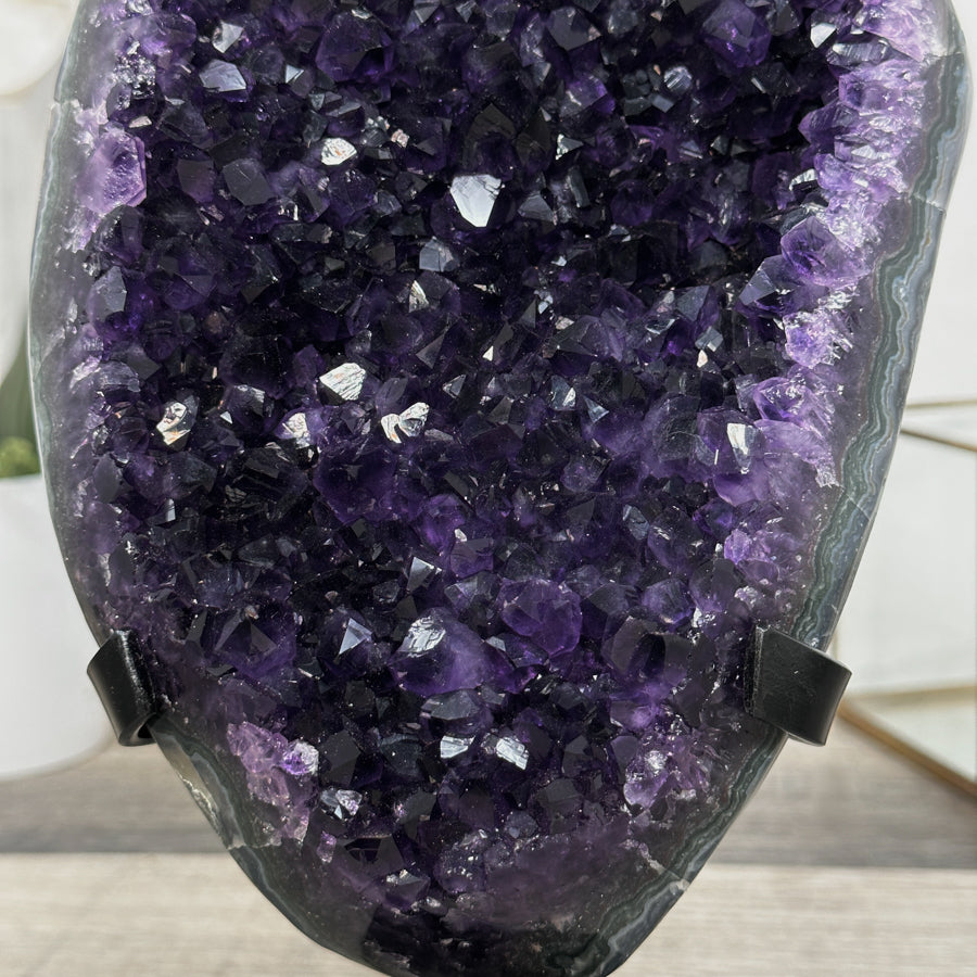 Amethyst Crystal Cluster on Stand - Deep Purple Mineral Specimen for Home Decor - MWS2617