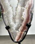 Jasper & Quartz Slice with Druzy Crystals - Stand included - MWS2923