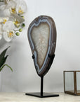 Blue Agate Slice on Stand – Polished Uruguayan Crystal - MWS2017