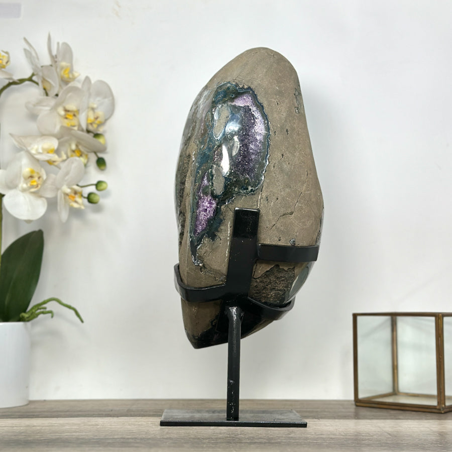 XXL Deep Purple Amethyst Geode With Metal Stand - MWS2751