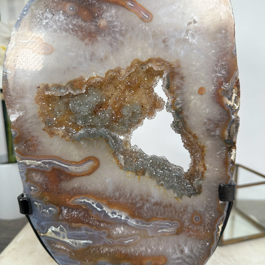 Unique Large Green &amp; Yellow Sugar Druzy Crystal Portal - MWS1961