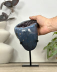 Polished Blue Agate & Amethyst Geode on Stand - MWS3186