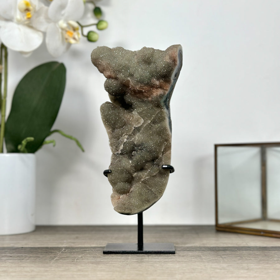 Natural Druzy Crystal with Green Color Tones – Unique Mineral Display Piece" - MWS2898
