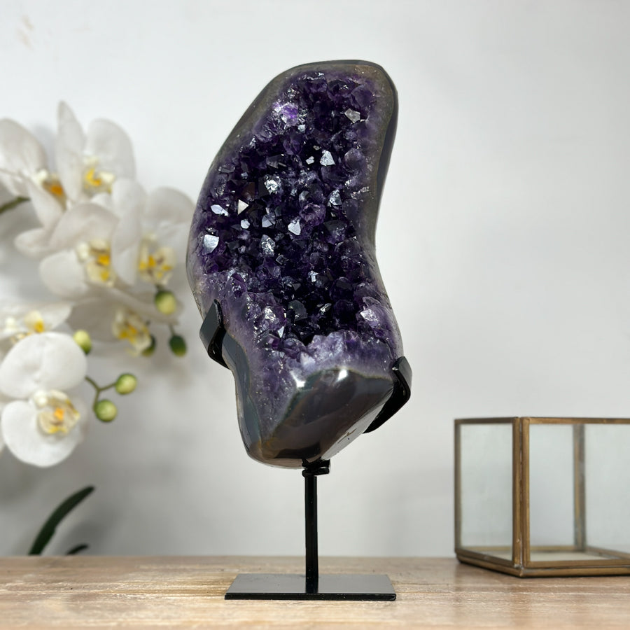 AAA Grade Natural Amethyst Cluster with Metal Stand - MWS1878
