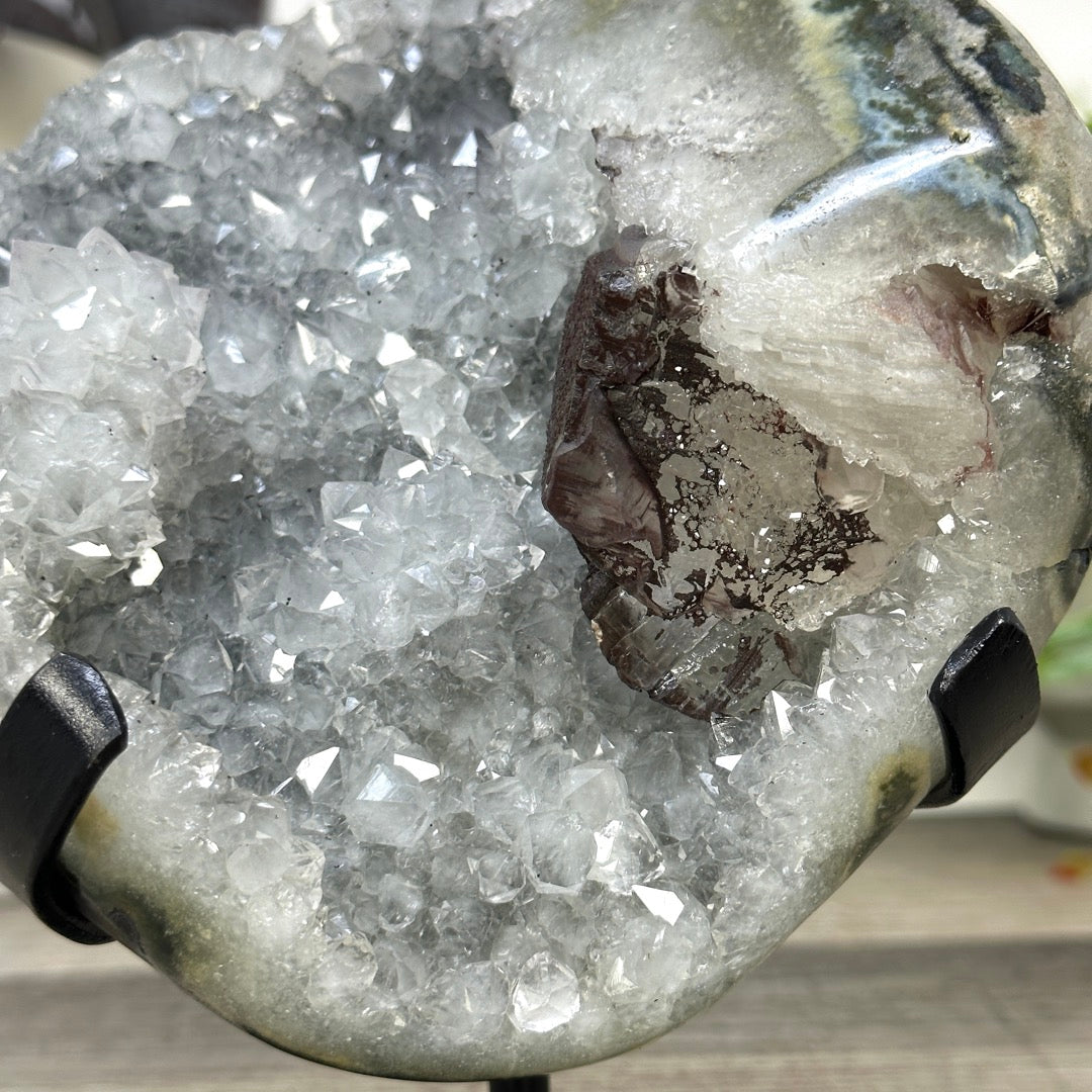 Natural Quartz Geode with Calcite Formation - MWS3286
