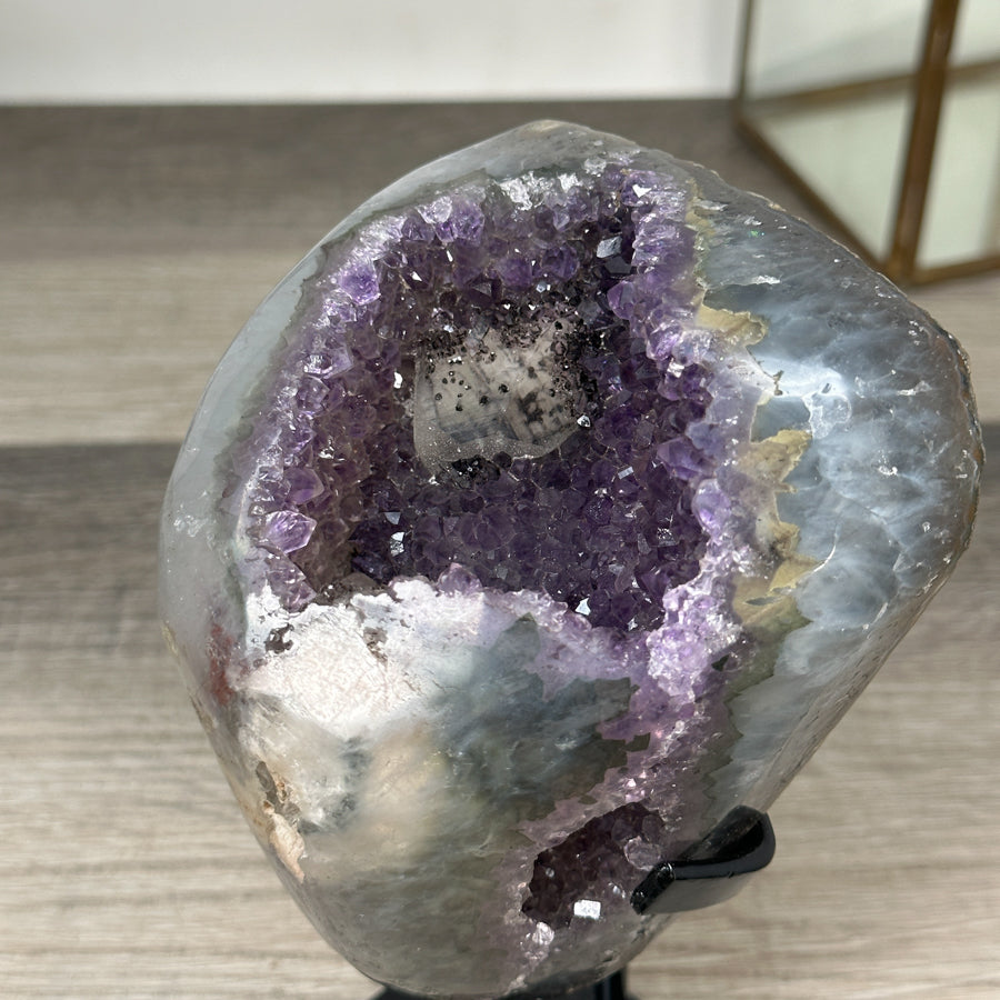 Amethyst Geode with Quartz Shell– Natural Specimen on Stand - MWS2861