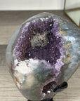 Amethyst Geode with Quartz Shell– Natural Specimen on Stand - MWS2861