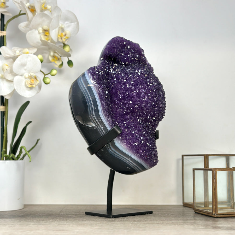 Outstanding Natural Amethyst Cluster wirh Blue Agate Matrix - MWS2384