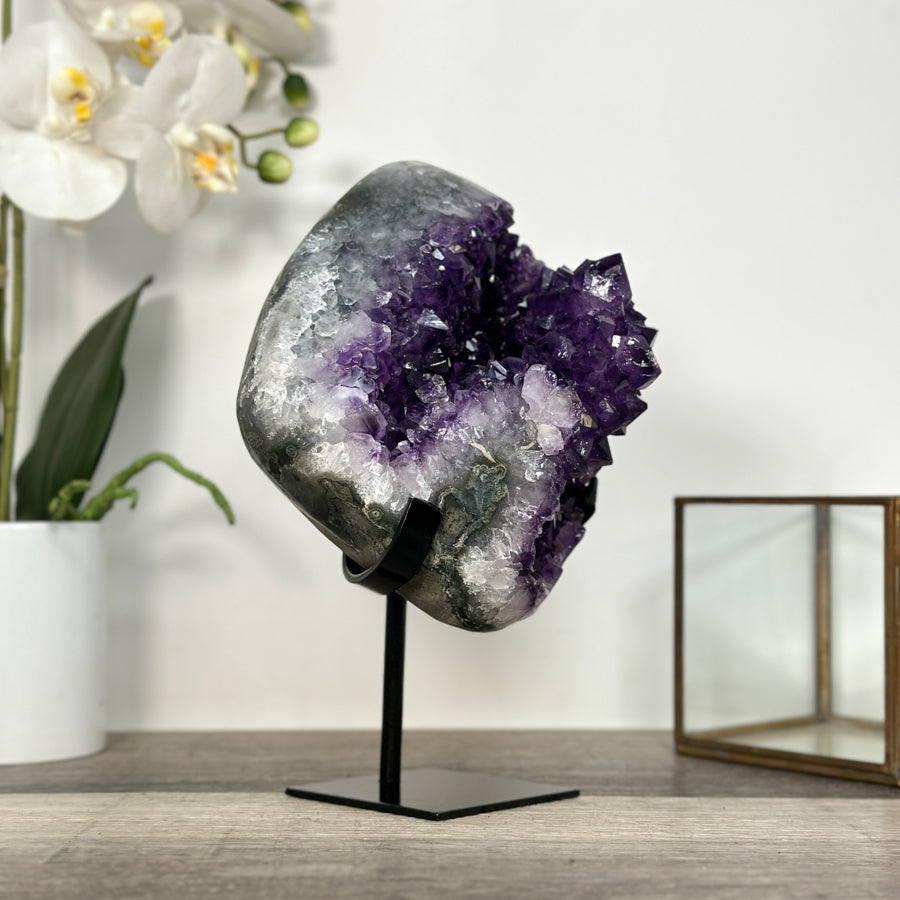 Amethyst Crystal Cluster Geode with Quartz Shell - MWS2636