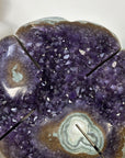 Large Lucky Amethyst & Green Jasper Clover on Metal Stand - MWS3277