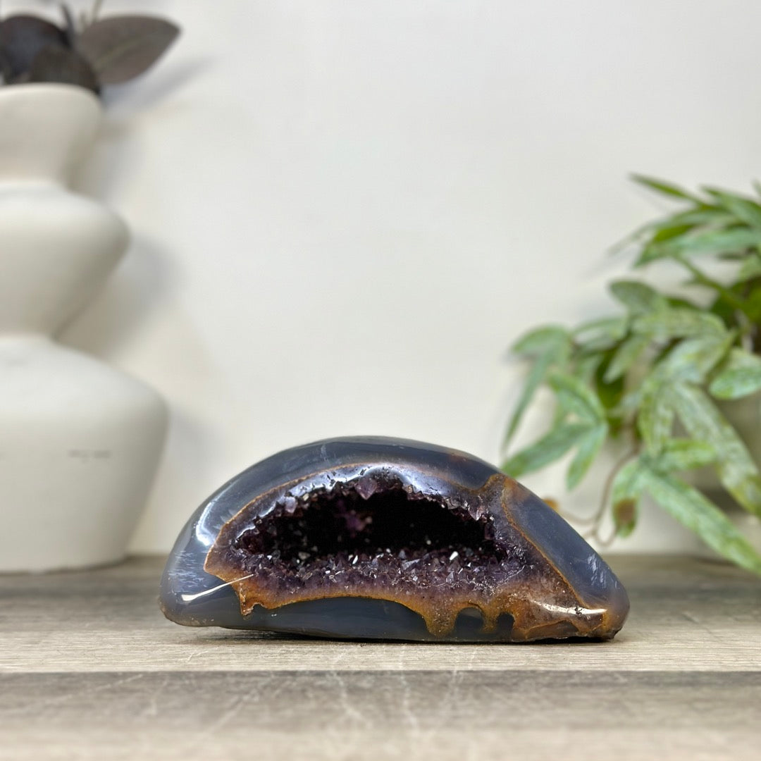 Amethyst &amp; Blue Agate Stone Geode - STGE0076